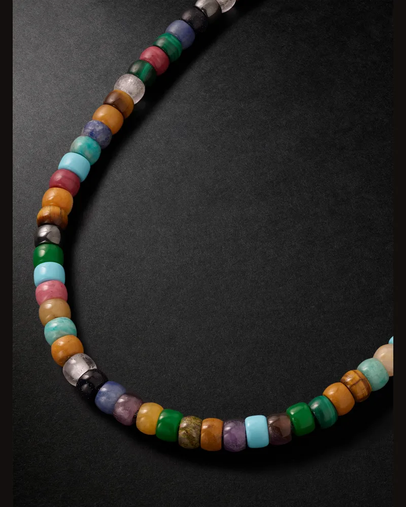 Carolina Bucci Moonbow 18-Karat Gold Multi-Stone Beaded Necklace Multi