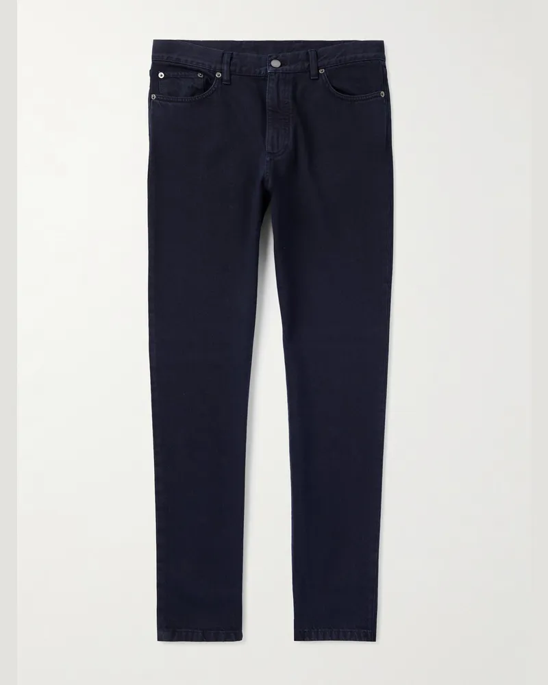 Ermenegildo Zegna Roccia Straight-Leg Cotton Trousers Blue