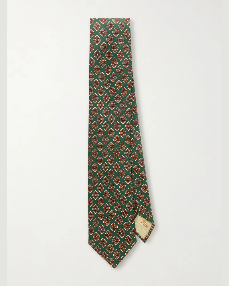 Rubinacci 9cm Silk-Jacquard Tie Green