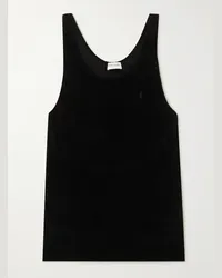 Saint Laurent Tanktop aus Velours Schwarz