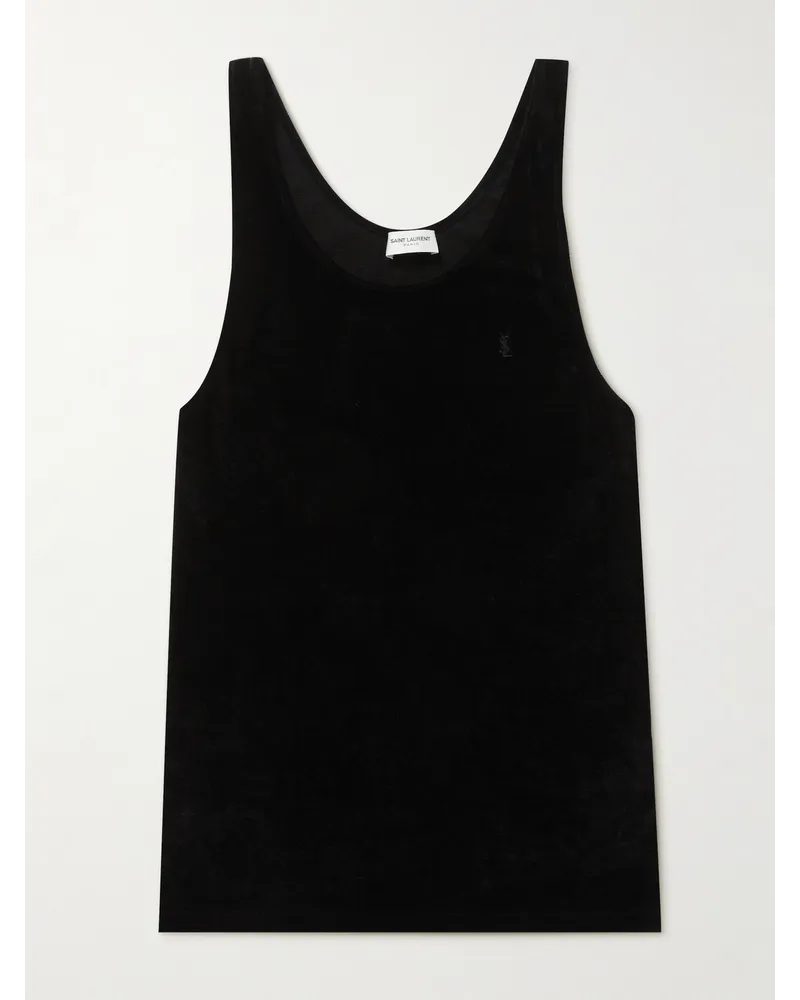 Saint Laurent Tanktop aus Velours Schwarz