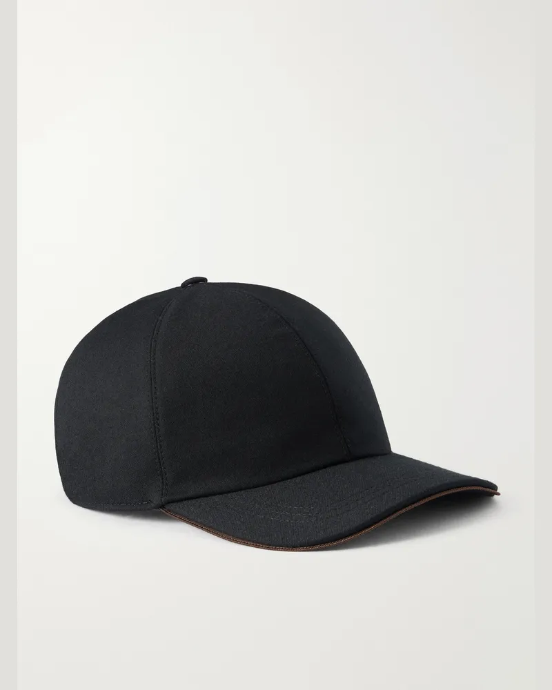Canali Logo-Appliquéd Wool Cap Black