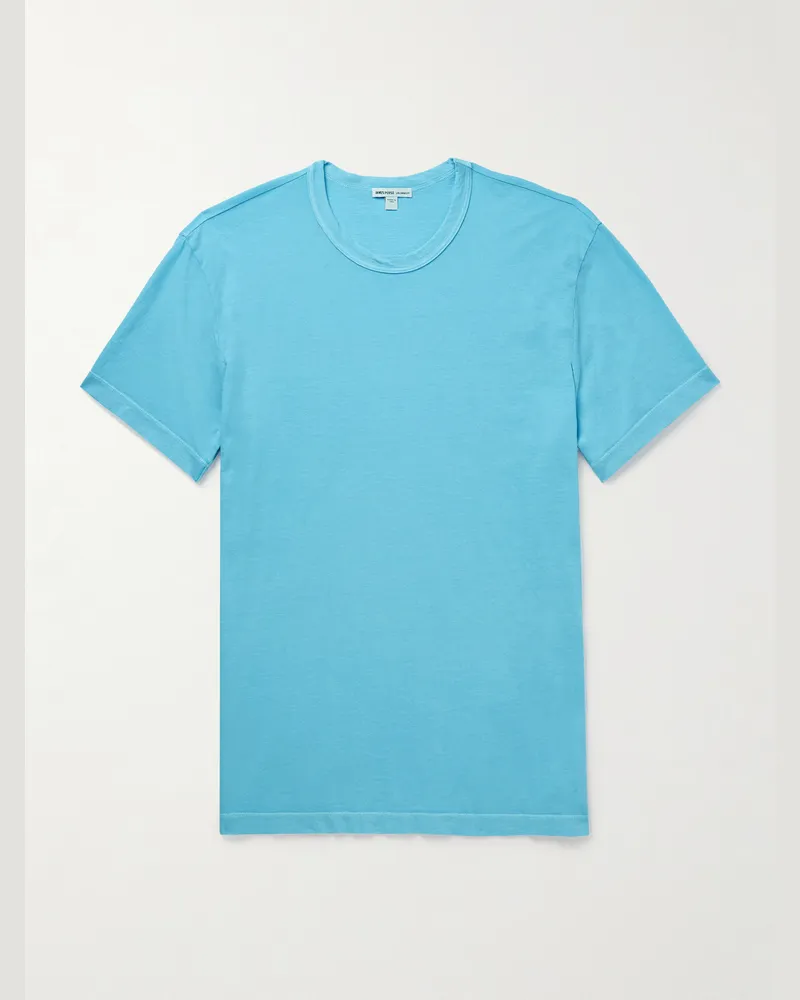 James Perse T-Shirt aus Jersey aus gekämmter Baumwolle Blau