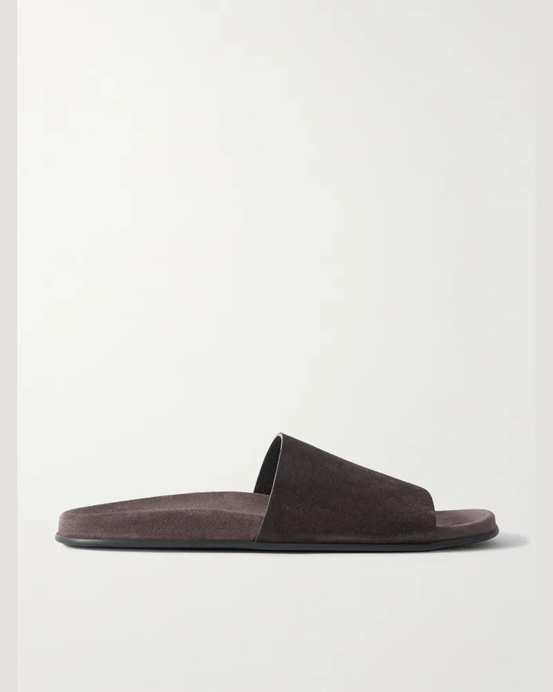 The Row Hugh Pantoletten aus Veloursleder Braun