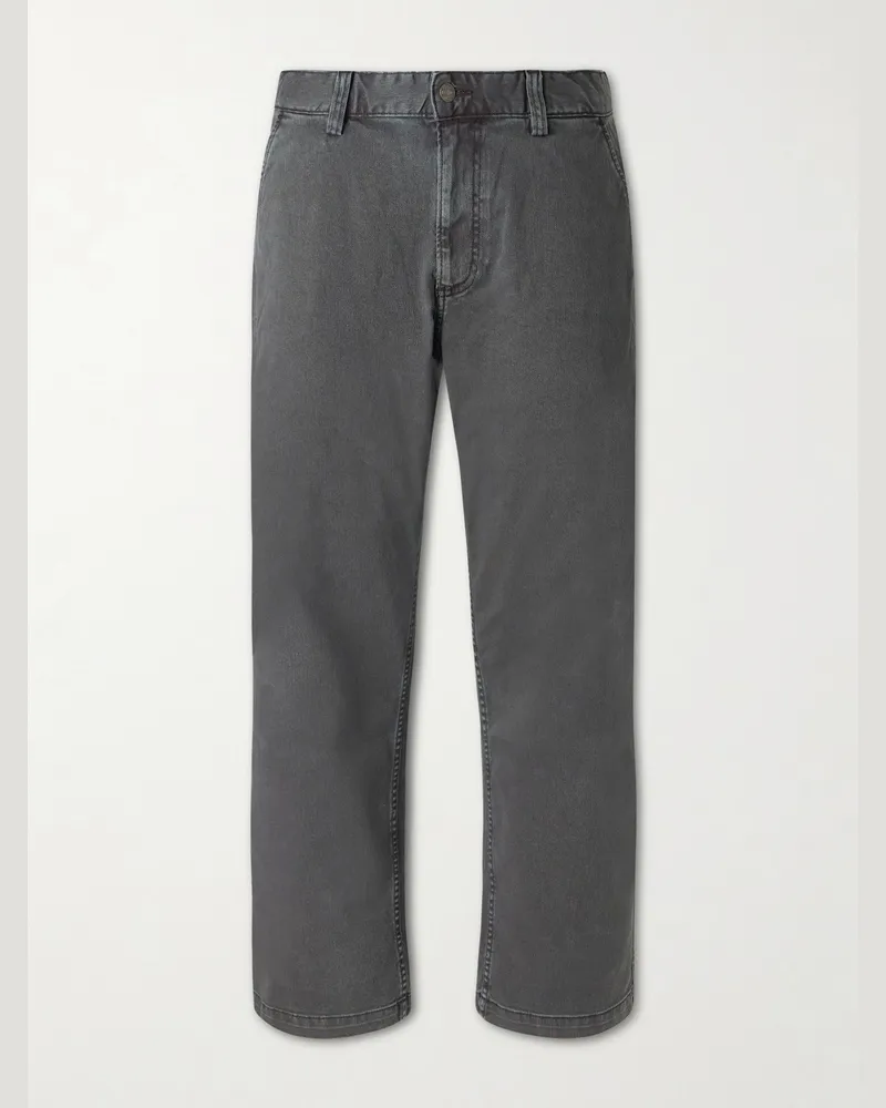 Corridor Straight-Leg Garment-Dyed Stretch-Cotton Twill Trousers Black