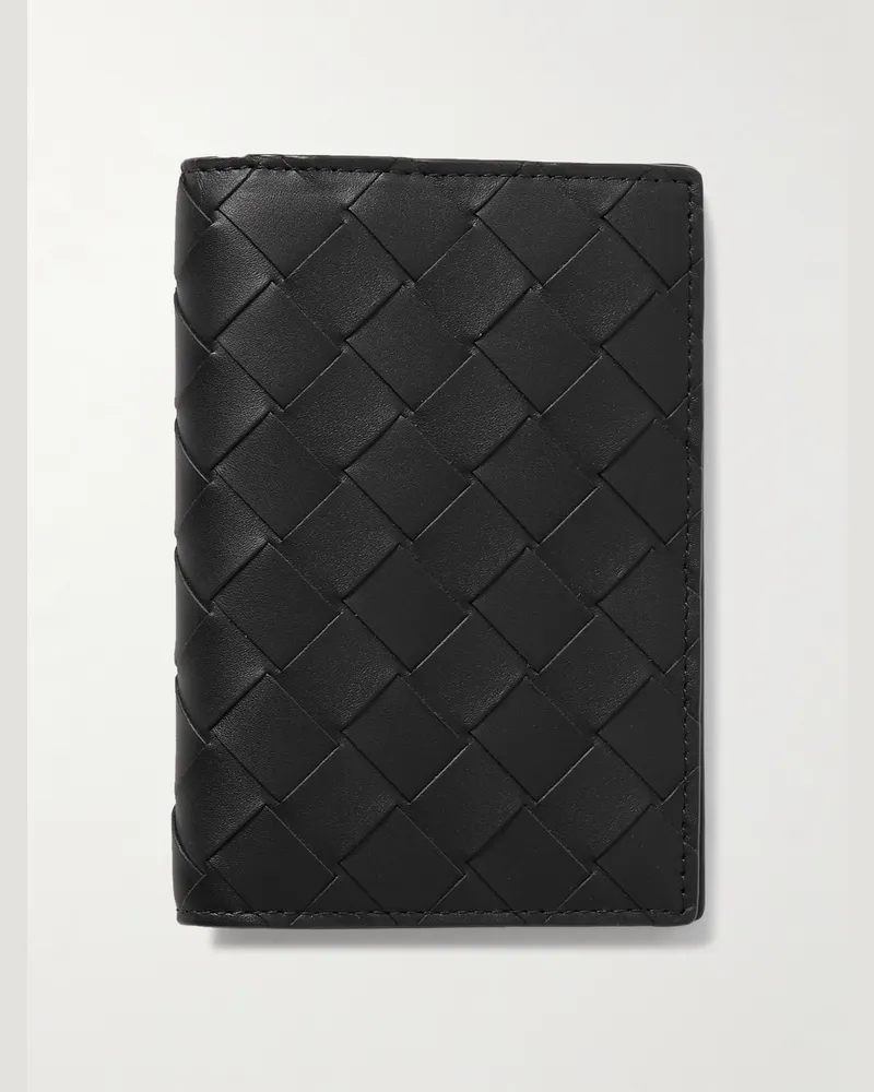 Bottega Veneta Intrecciato Leather Passport Holder Black