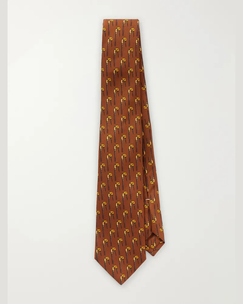 PURDEY 8cm Printed Silk Tie Brown