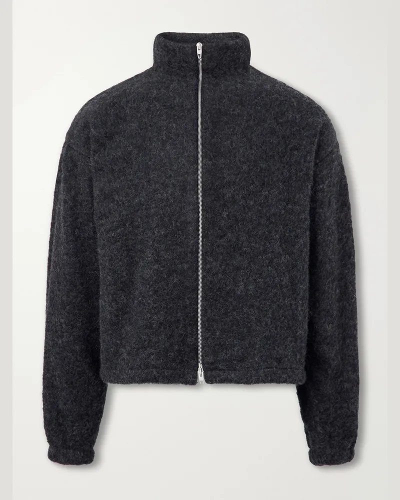 Jil Sander Brushed Wool-Blend Blouson Jacket Gray