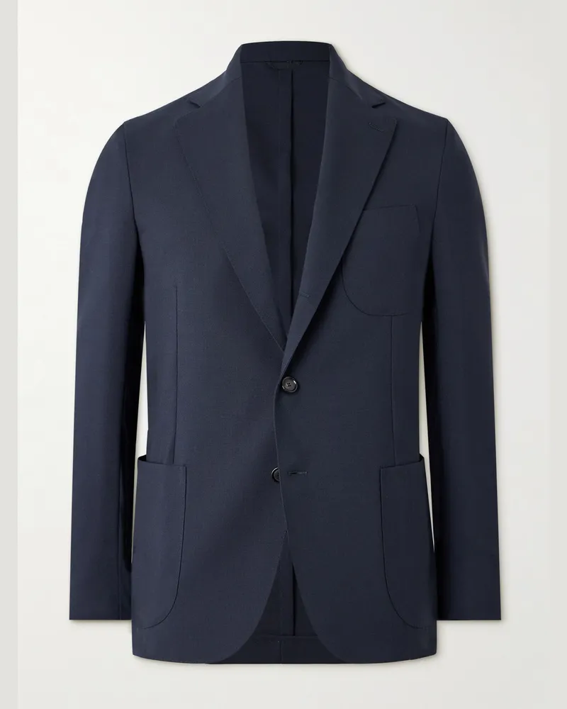 De Petrillo Schmal geschnittenes Sakko aus Schurwoll-Twill Blau
