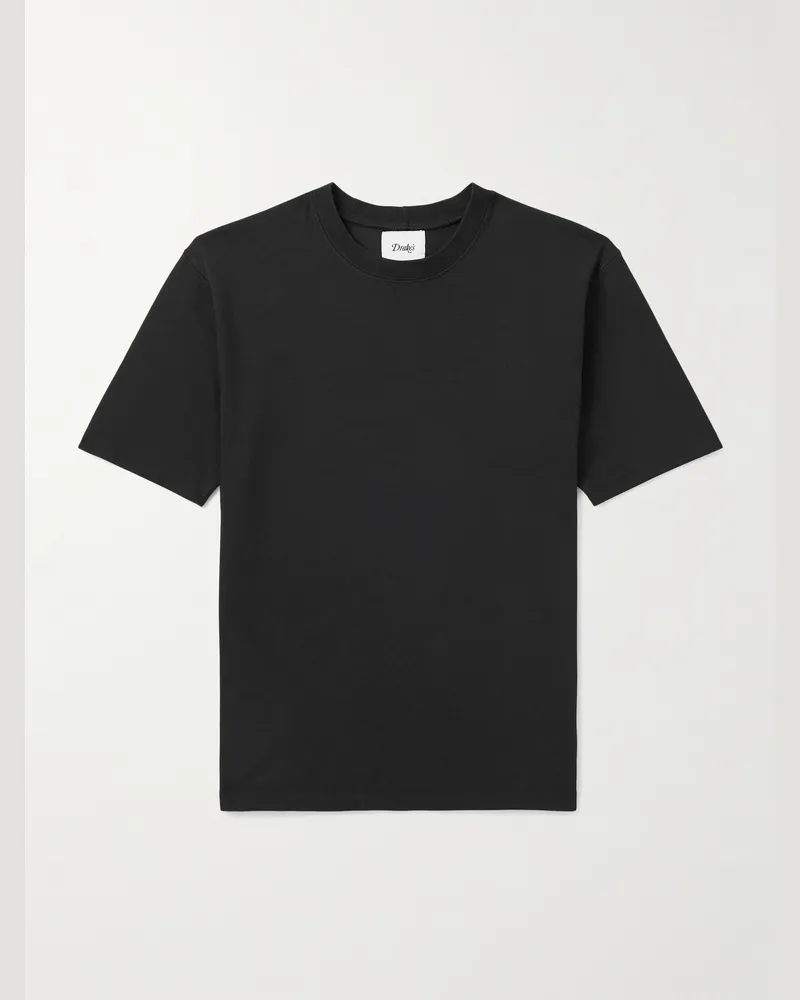 Drake's Hiking schmal geschnittenes T-Shirt aus Baumwoll-Jersey Schwarz