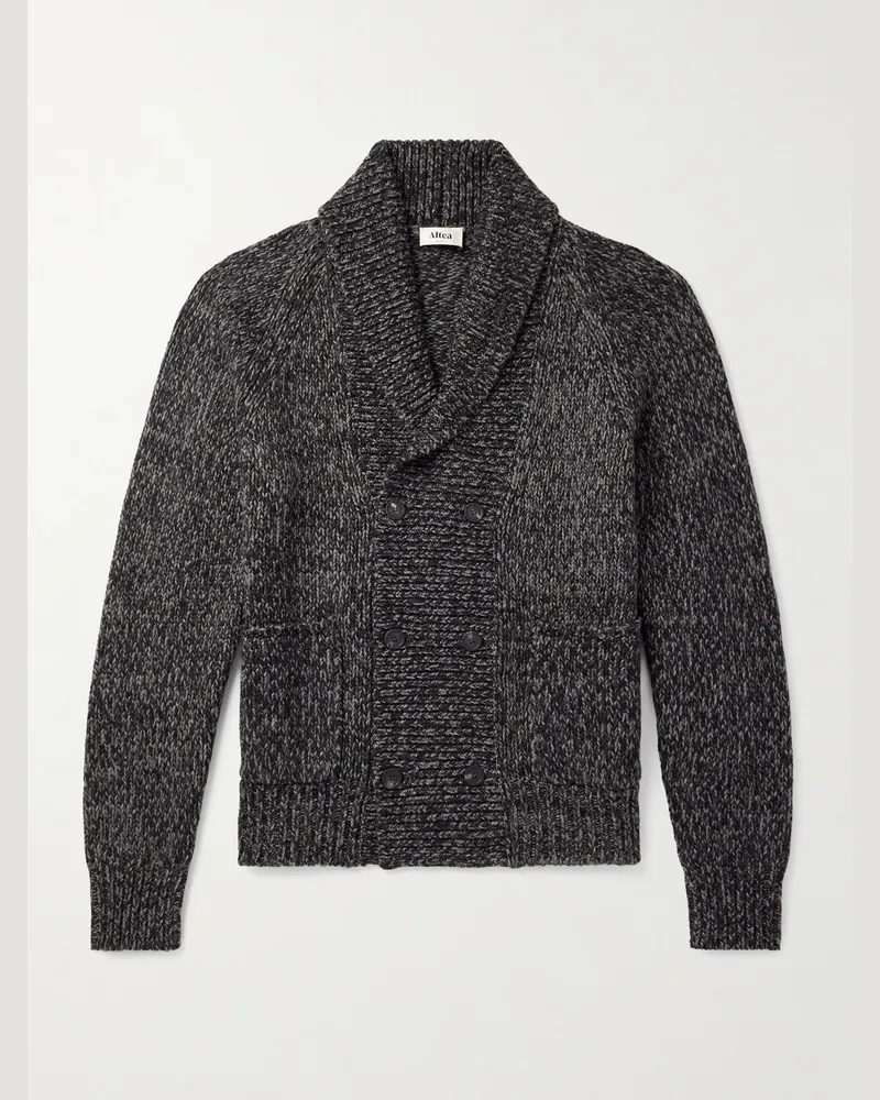 Altea Double-Breasted Shawl-Collar Knitted Cardigan Gray
