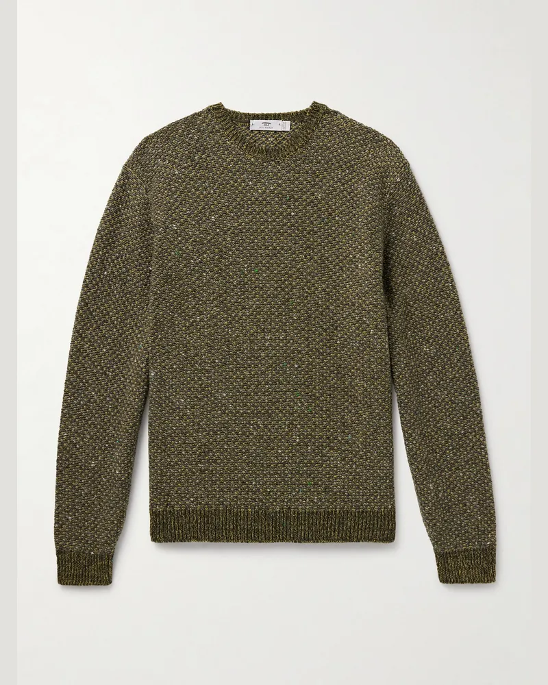 Inis Meáin Breidin Merino Wool and Cashmere-Blend Sweater Green