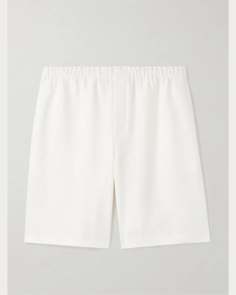 Gucci Straight-Leg Logo-Jacquard Linen-Blend Shorts White