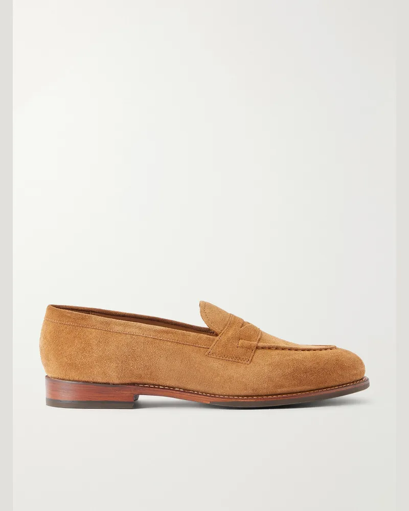 Grenson  Lloyd Suede Penny Loafers Brown