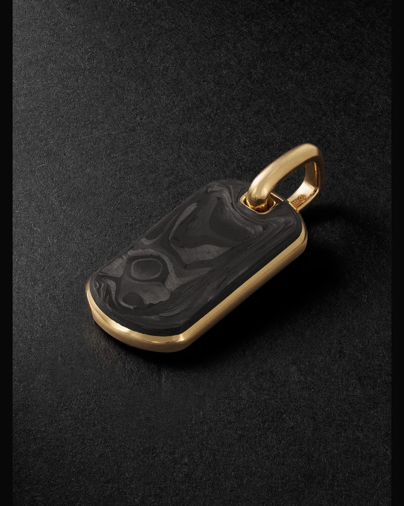 David Yurman 18-Karat Gold and Forged Carbon Pendant Black