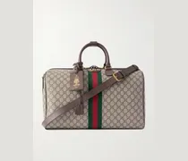 Savoy Leather-Trimmed Coated-Canvas Weekend Bag