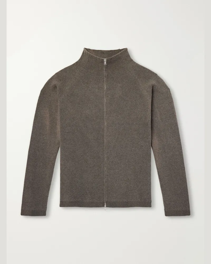 Our Legacy Merino Wool Zip-Up Cardigan Brown