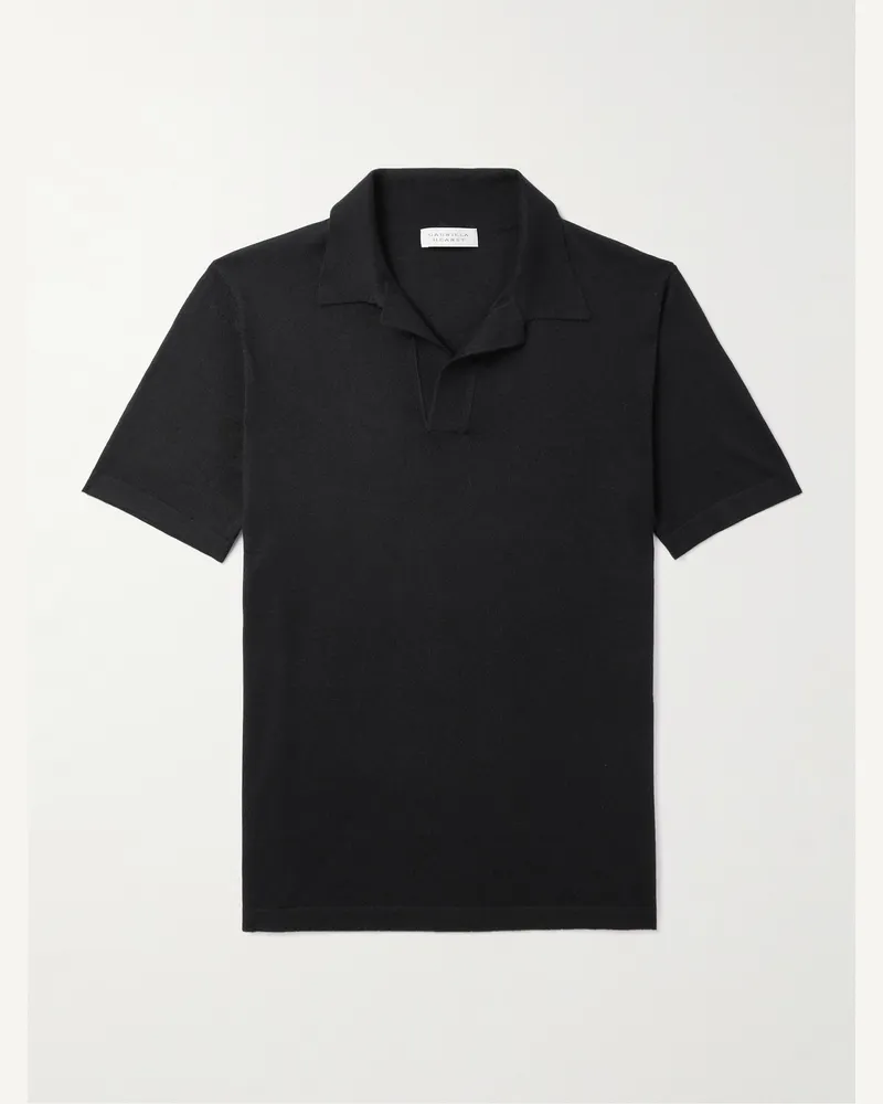 Gabriela Hearst Stendhal Merino Wool Polo Shirt Black