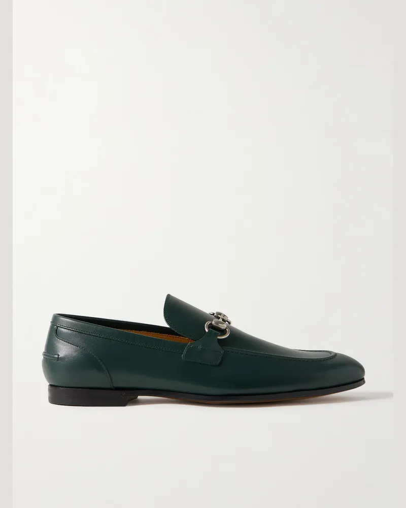 Gucci Jordaan Horsebit-Embellished Leather Loafers Green