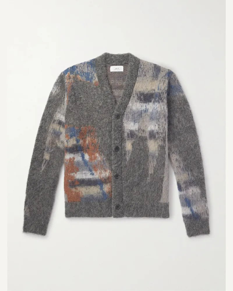 MR P. Cardigan aus gebürstetem Jacquard-Strick Grau