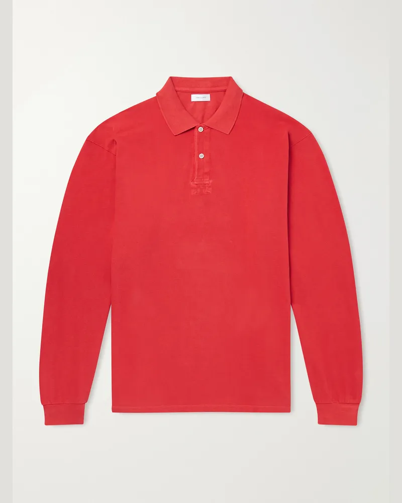 John Elliott + Co Oversized Cotton-Piqué Polo Shirt Red
