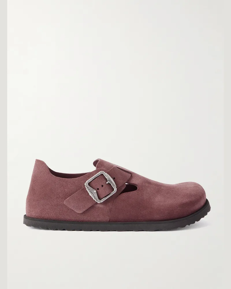Birkenstock London Clogs aus Veloursleder Burgunder