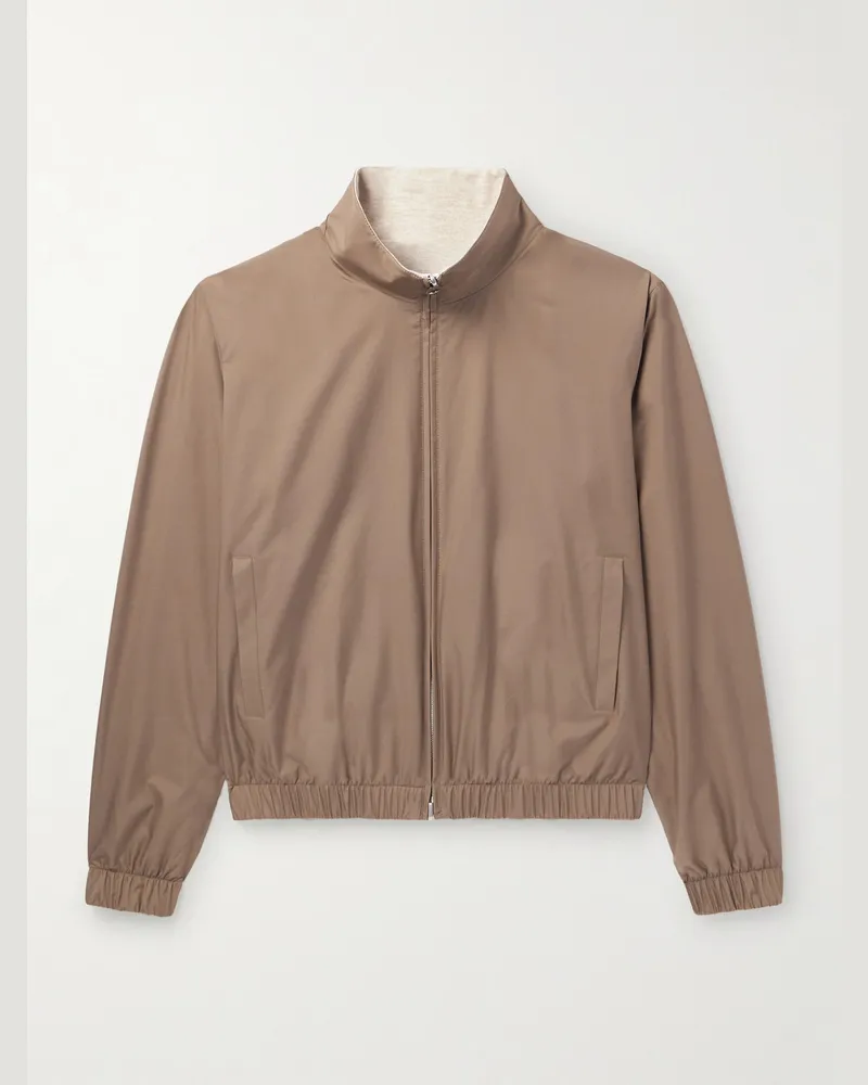 Loro Piana Reversible Windmate® Storm System® Nylon and Cashmere Blouson Jacket Brown