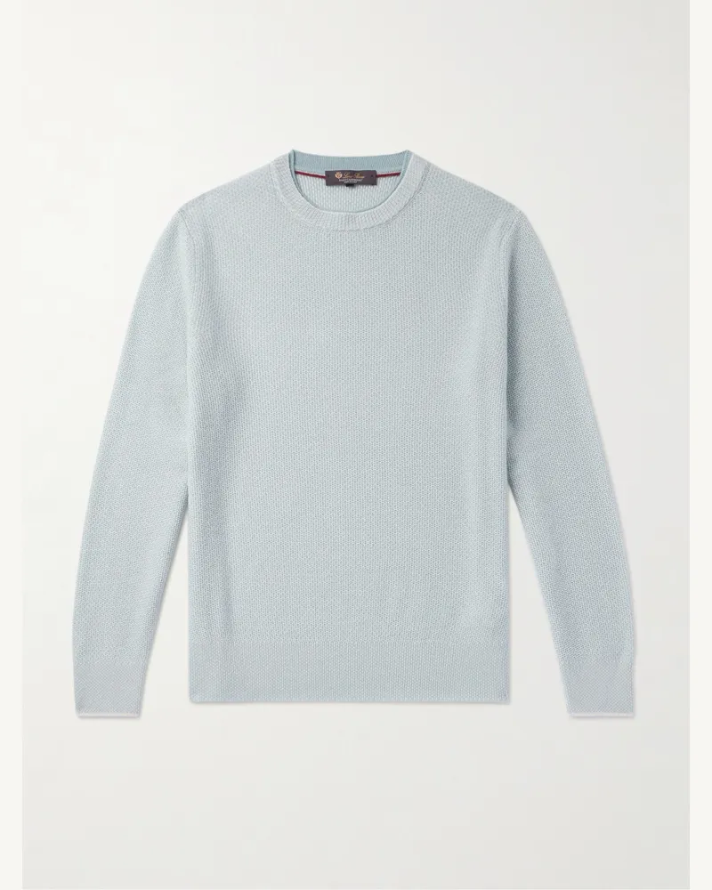 Loro Piana City Birdseye Baby Cashmere Sweater Blue