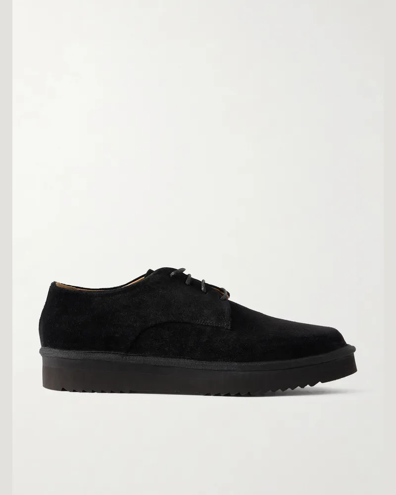 Grenson  Byron Webbing-Trimmed Suede Derby Shoes Black