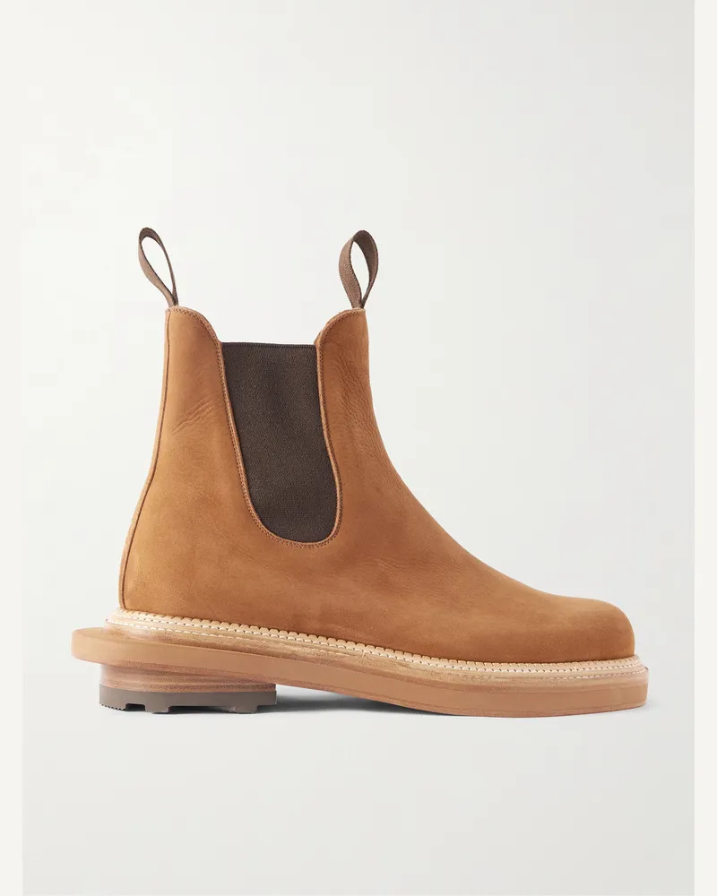 JM Weston Sacai Chelsea Boots aus Nubukleder Braun
