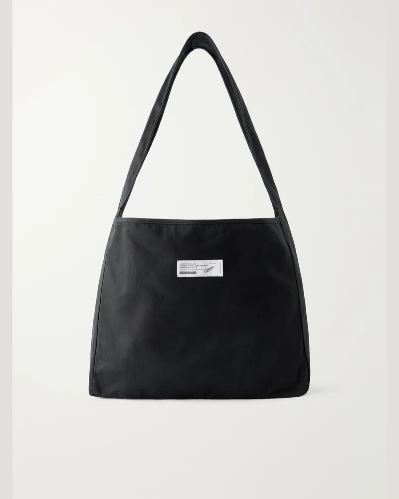 Neighborhood Newspaper Herringbone Cotton Messenger Bag Black