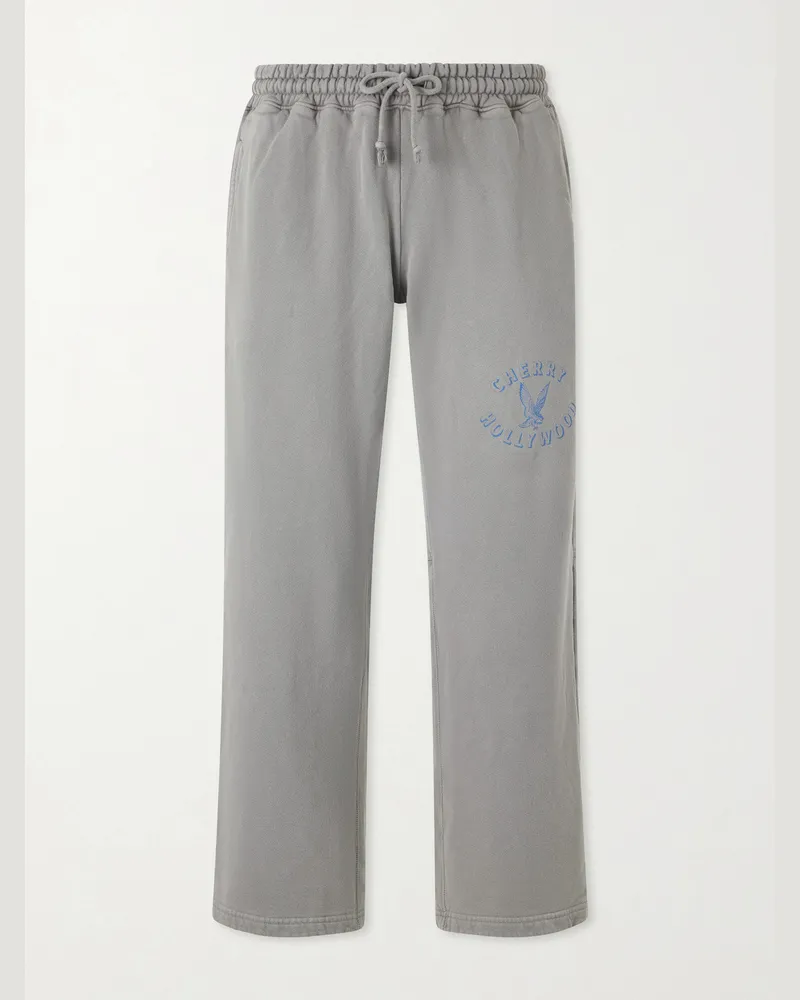 Cherry Los Angeles Wide-Leg Cotton-Fleece Sweatpants Gray