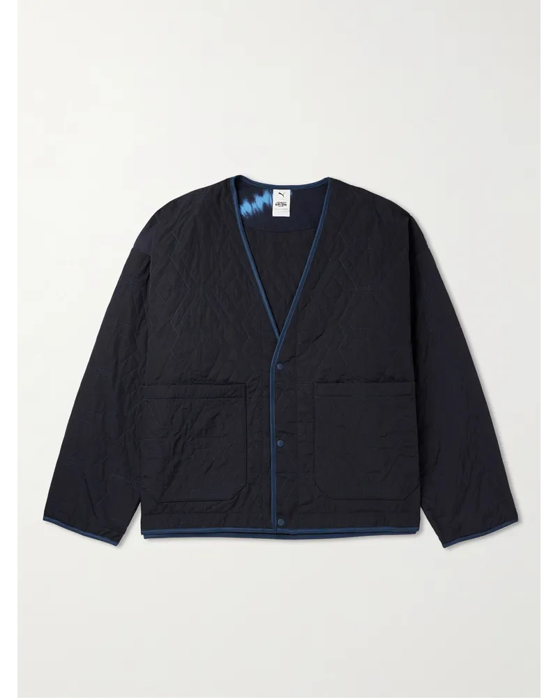 Blue Blue Japan Steppjacke aus wattiertem Shell Blau