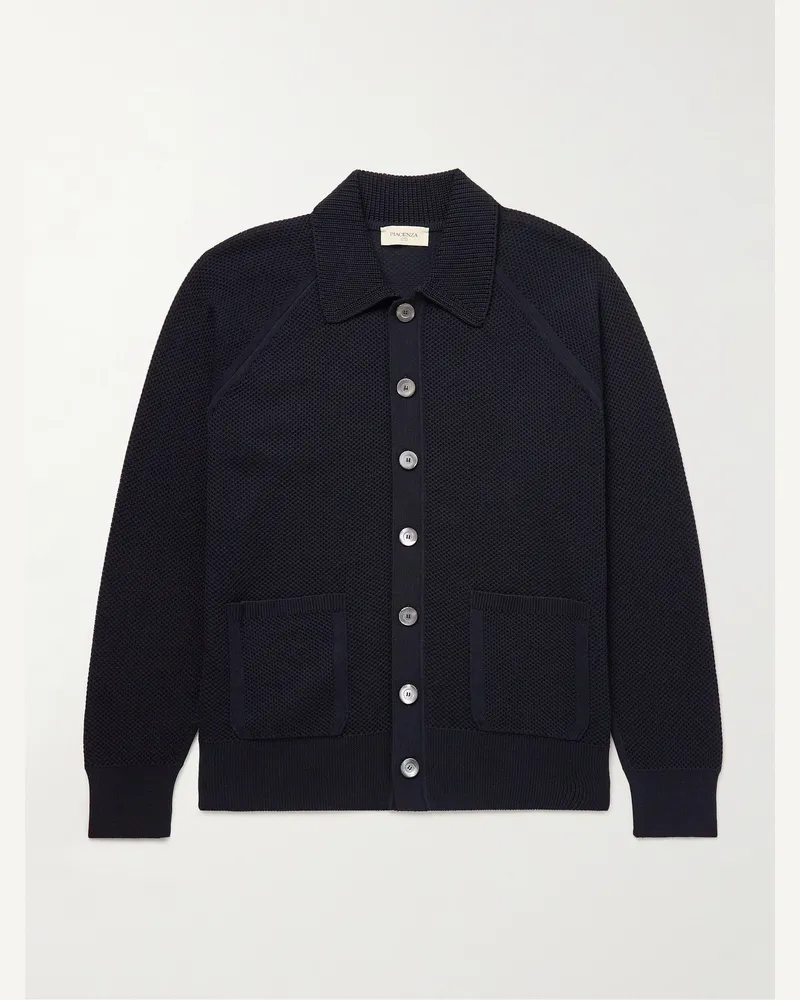 PIACENZA 1733 Hemdjacke aus Baumwolle in Wabenstrick Blau