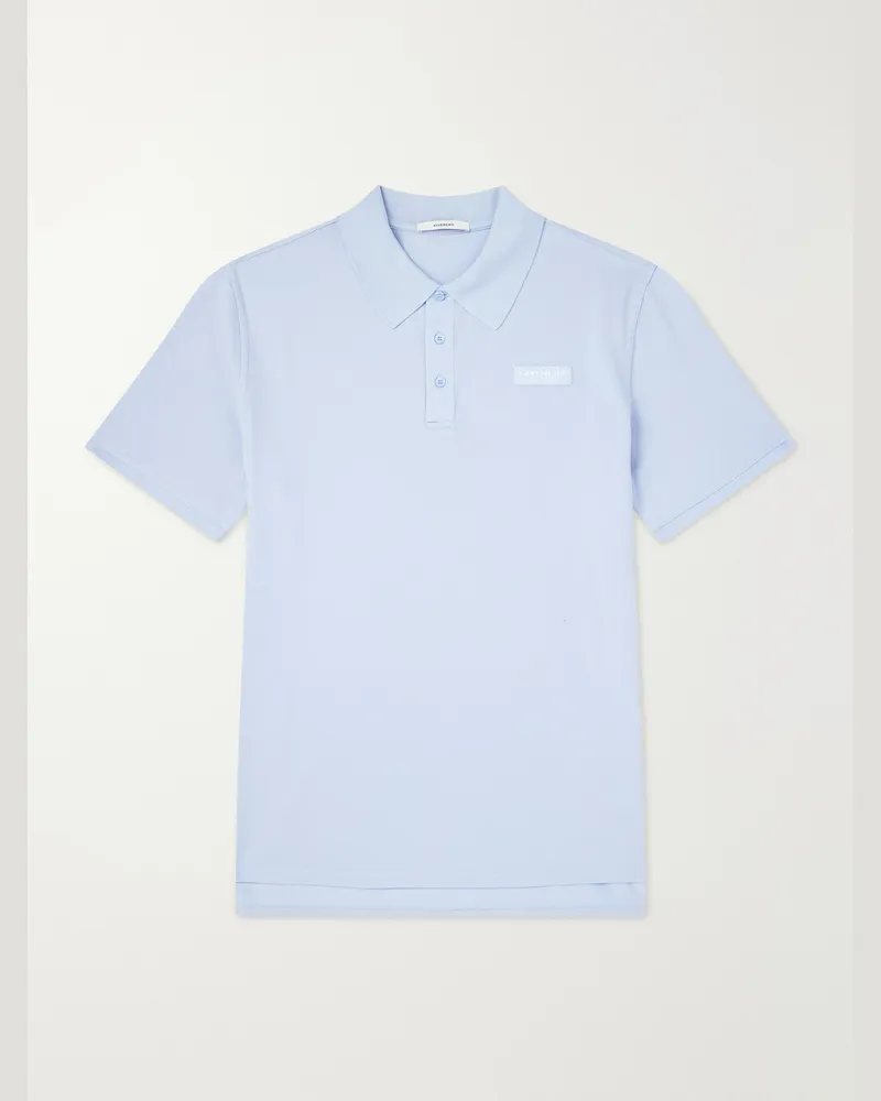 Givenchy Logo-Appliqué Cotton-Piqué Polo Shirt Blue