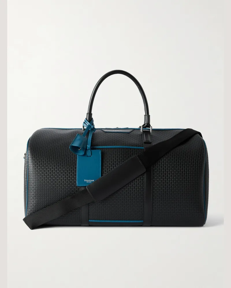 Serapian Reisetasche aus beschichtetem „Stepan“-Canvas mit Lederbesatz Schwarz