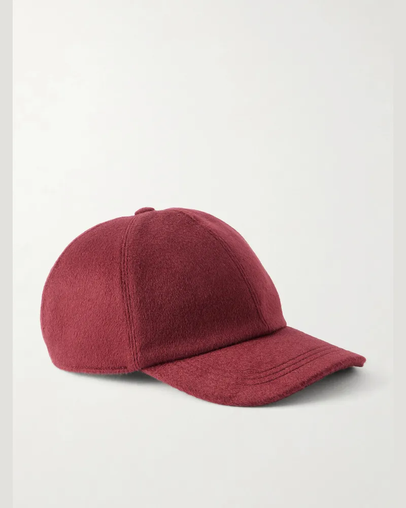 Canali Logo-Appliquéd Wool Baseball Cap Red