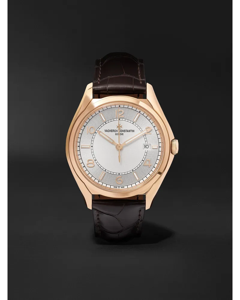 Vacheron Constantin Fiftysix 40 Mm Uhr Aus 18 Karat RoséGold Mit Automatischem Aufzug Und Alligatorlederarmband Ref. Nr.: 4600e/000r B441 Silber