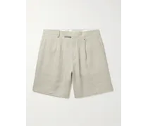 Gerade geschnittene Shorts aus Leinen mit Falten