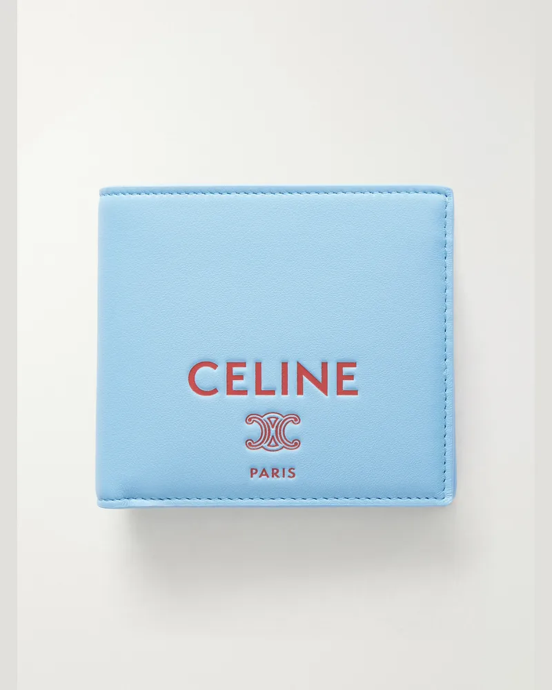 Celine Logo-Embossed Leather Wallet Blue