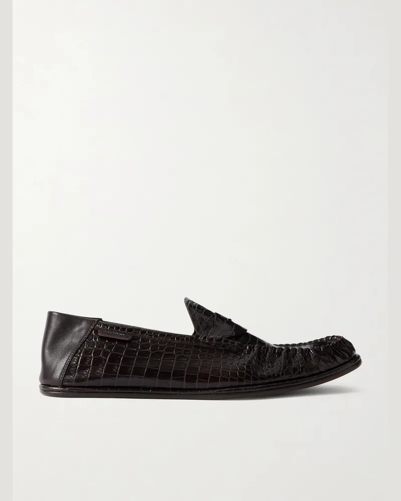 Tom Ford Sebastian Croc-Effect Leather Loafers Brown