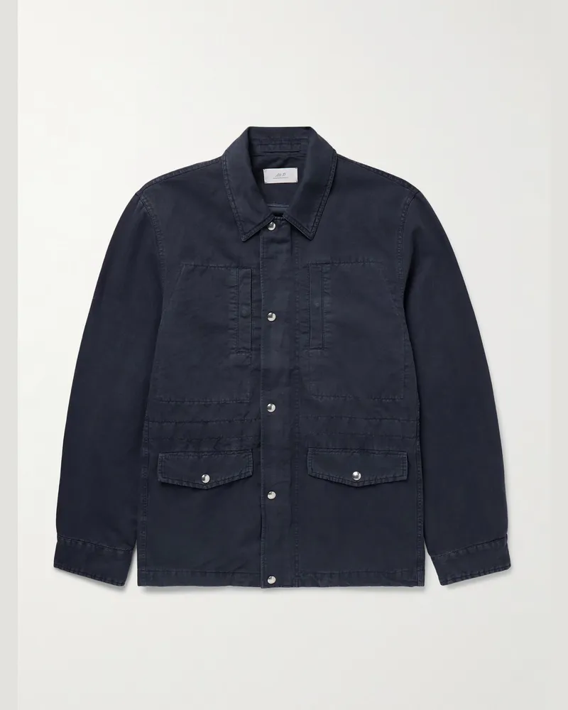 MR P. Cotton and Linen-Blend Twill Field Jacket Blue