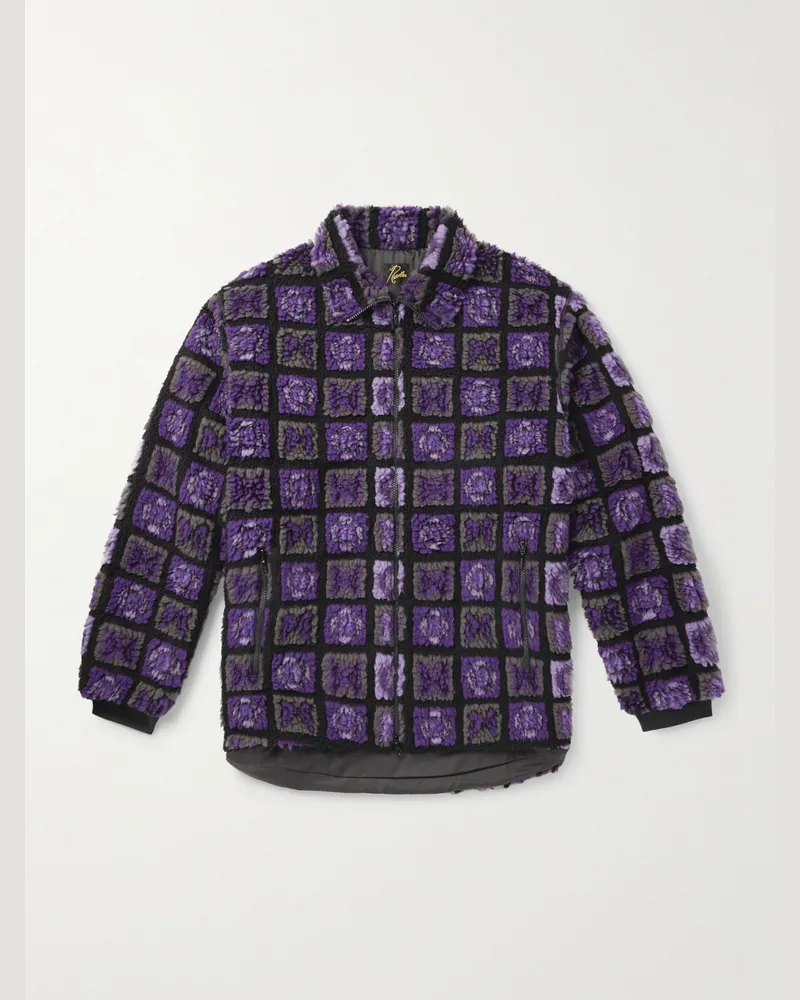 NEEDLES Jacke aus Fleece mit Karomuster und Reißverschluss Lila
