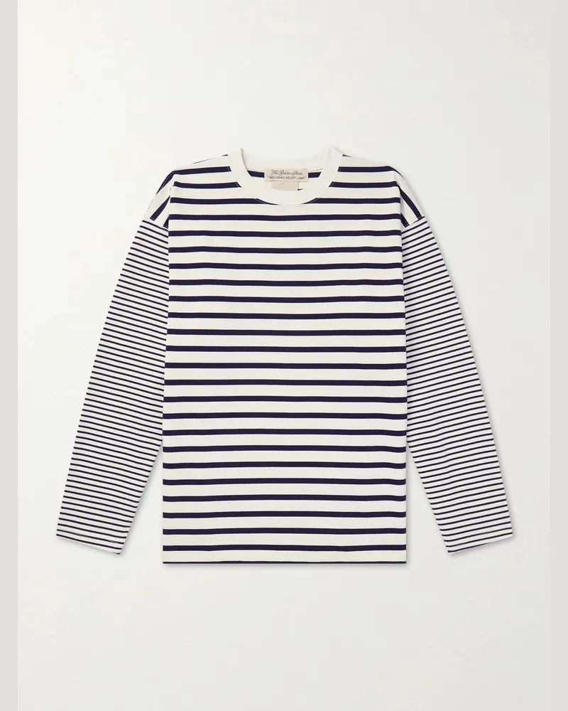Remi Relief Striped Cotton-Jersey T-Shirt Blue