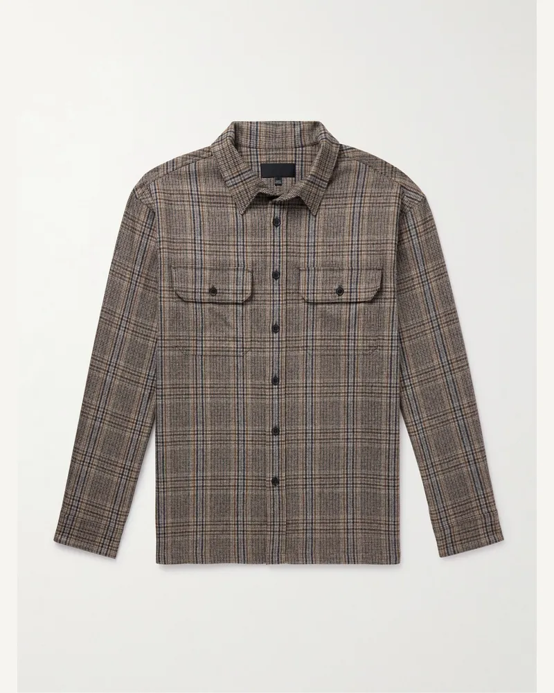 Nili Lotan Evander Hemdjacke aus einer Wollmischung mit Glencheck-Muster Braun