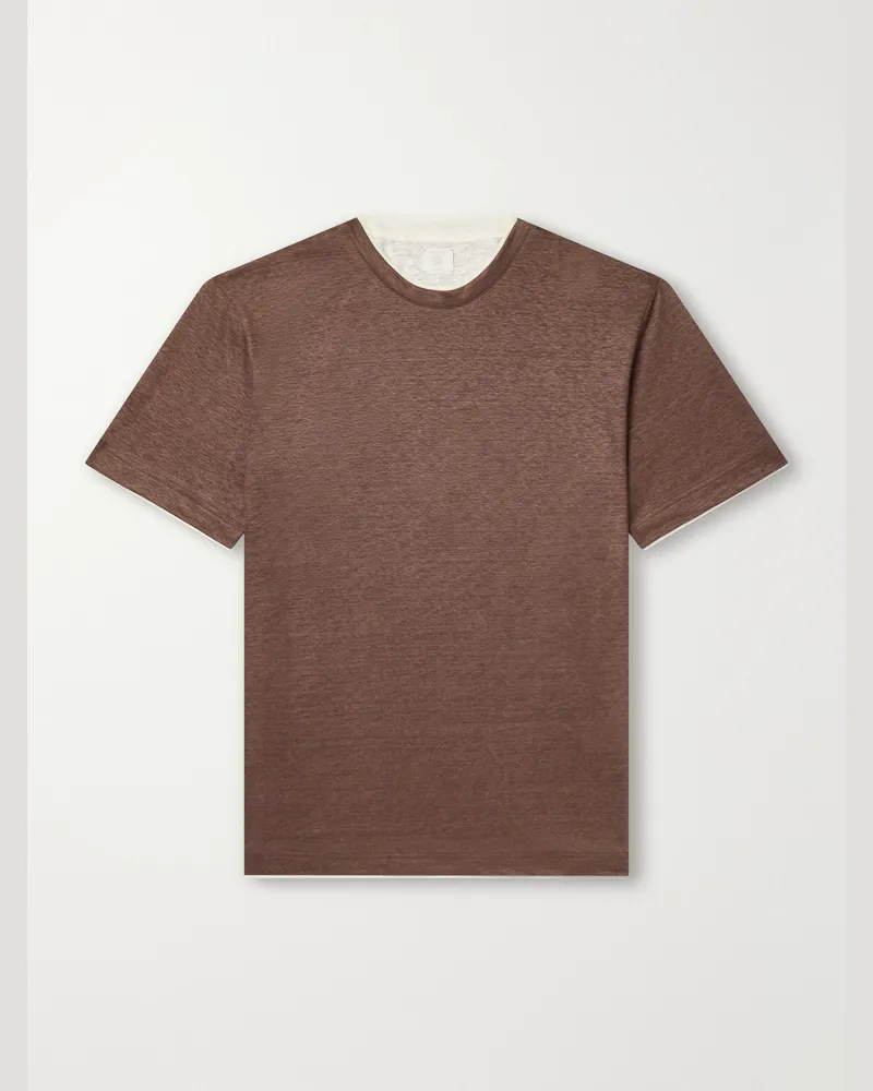 Eleventy Linen T-Shirt Brown