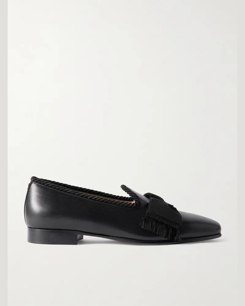 Valentino Garavani Bowow Loafers aus Leder mit Ripsband und Fransen Schwarz