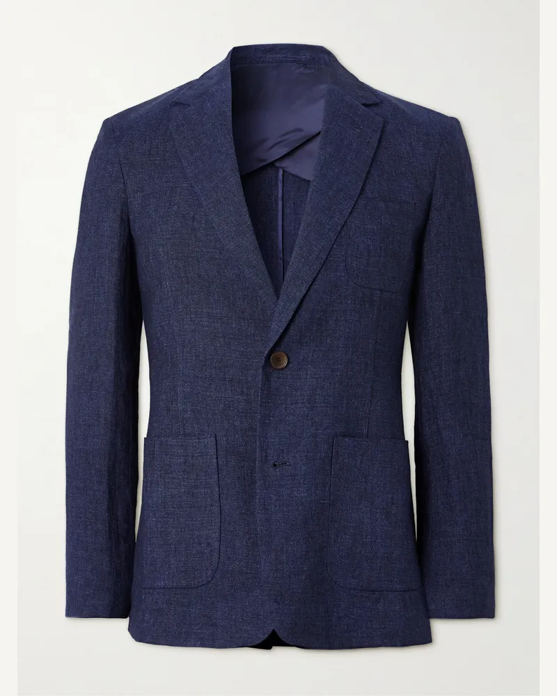MR P. Unstructured Linen-Chambray Suit Jacket Blue