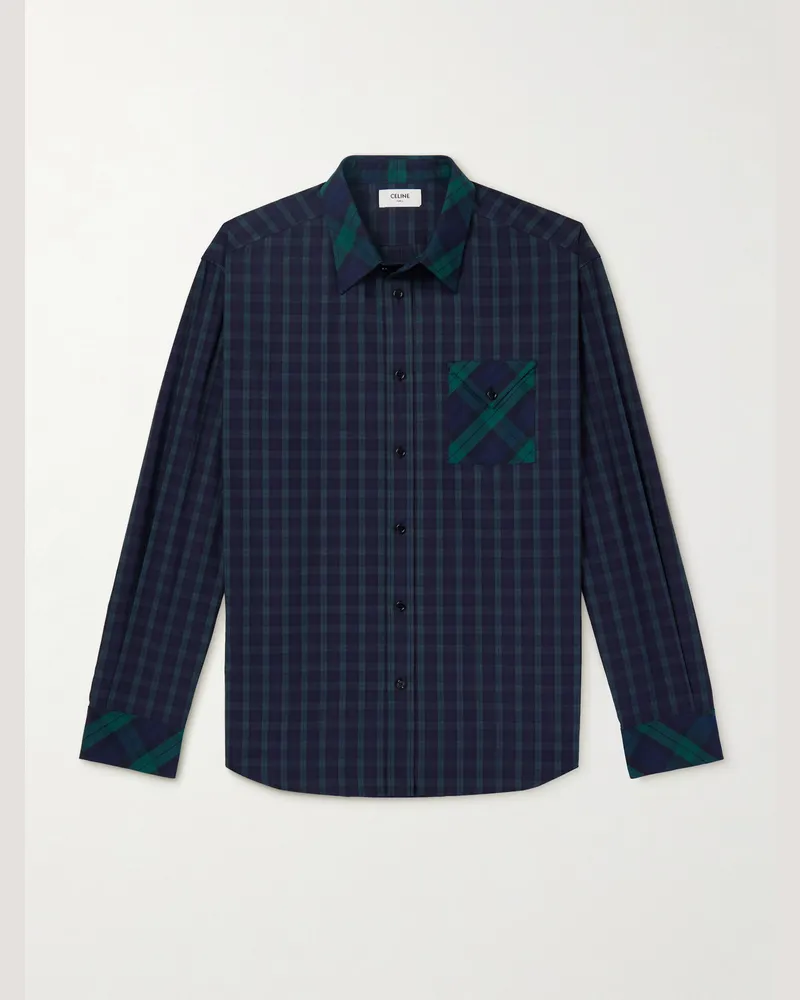 Celine Kariertes Hemd aus Baumwolle Blau