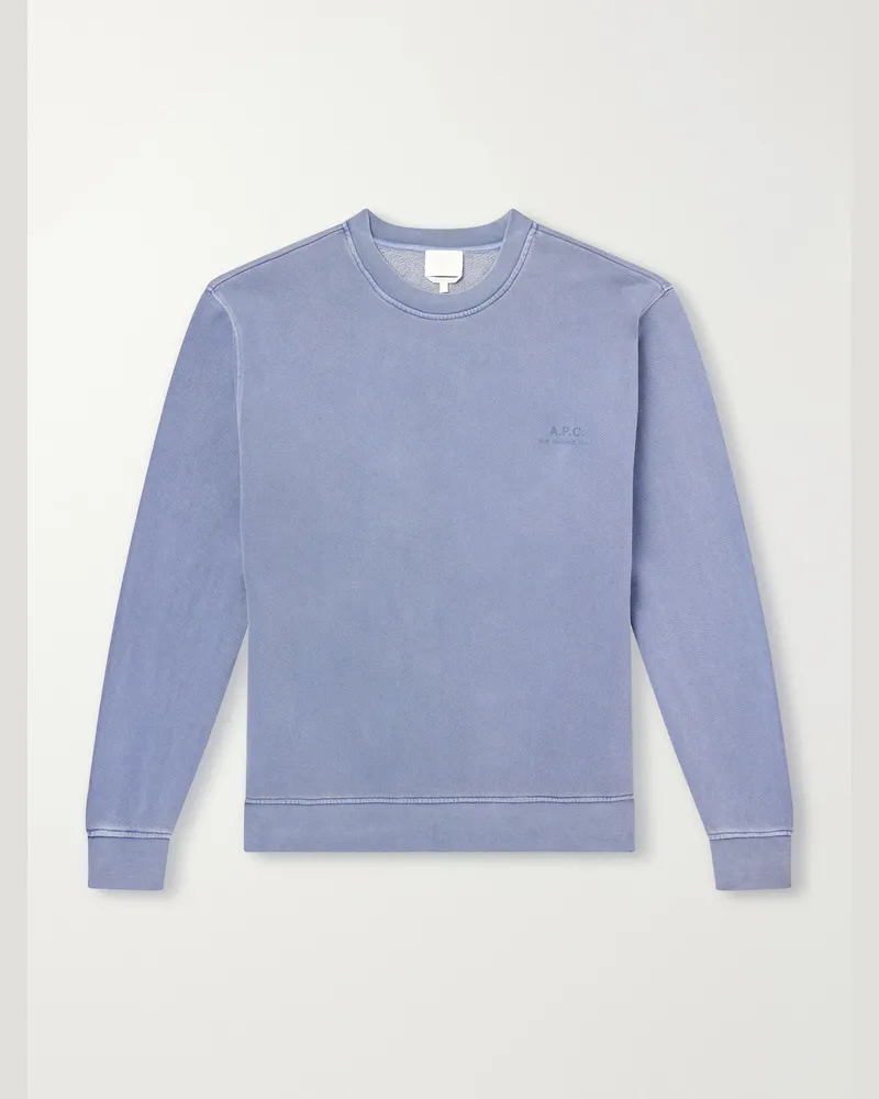 A.P.C. Fernando Logo-Print Cotton-Jersey Sweatshirt Blue